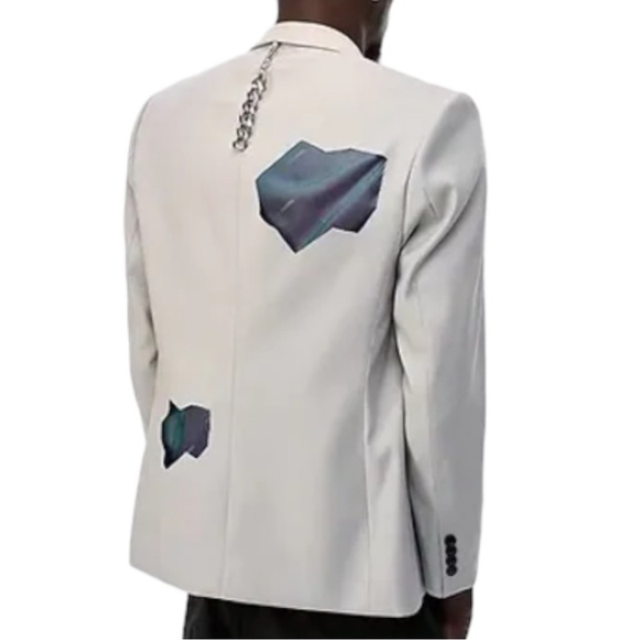 Unawares Men's Sports Coat Destroyed Blazer Jacket Grey